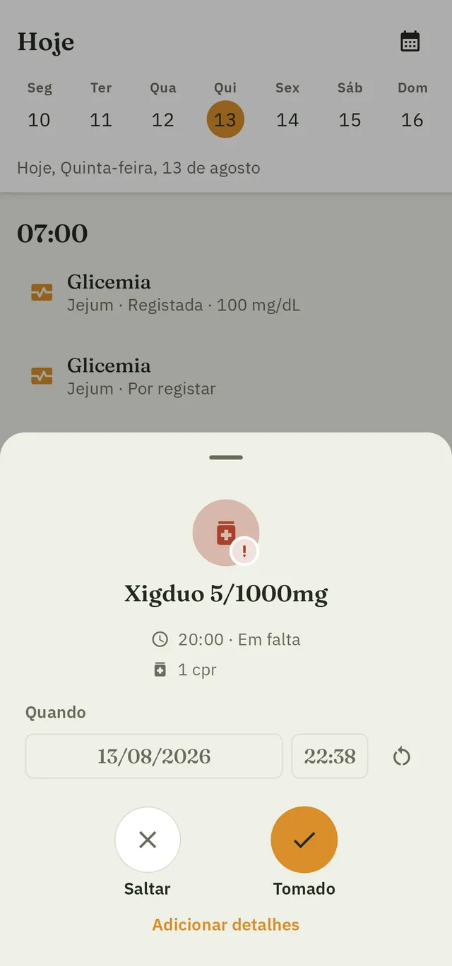 Confirming a dose is one tap